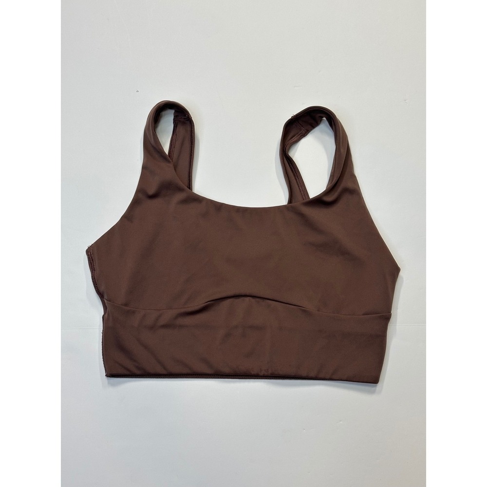Gymshark Womens Longline Sports Bra Truffle Brown Square Neck Activewear Small